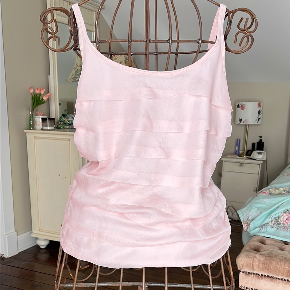 Chic Pink Camisole Top with Layered Design
